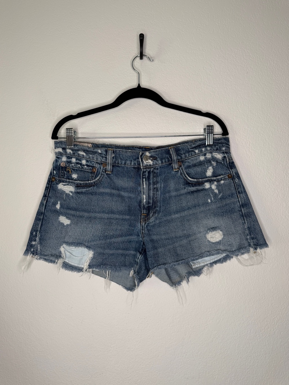 Polo Ralph Lauren Denim Shorts Blue Distressed Cotton Frayed Hem Classic Size 29